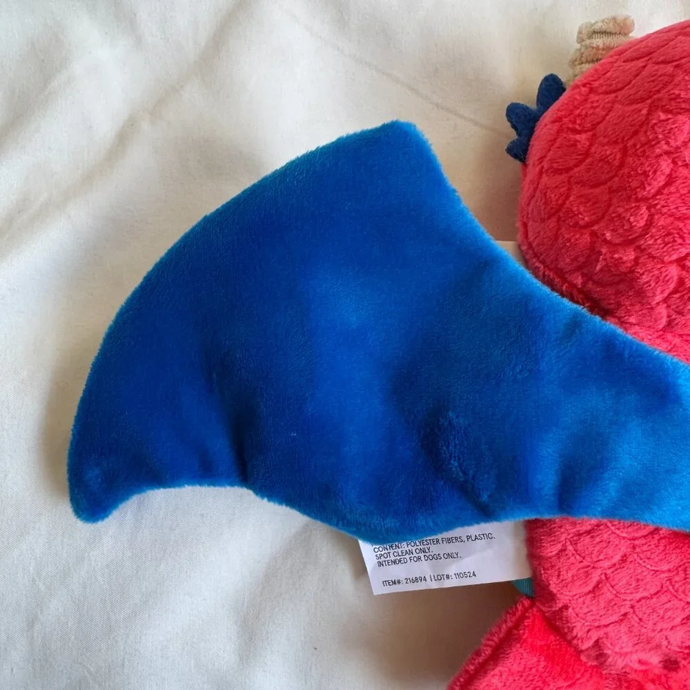NWT Bark Box WETBEARD THE DRAGON Plush Dog Toy, Blue + Red, Large (50+ lbs)